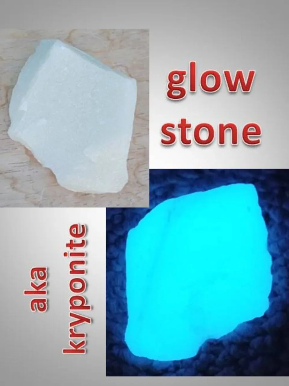 #4 blue GLOW STONE aka Kryptonite crystal rock GLOWS in the dark!!